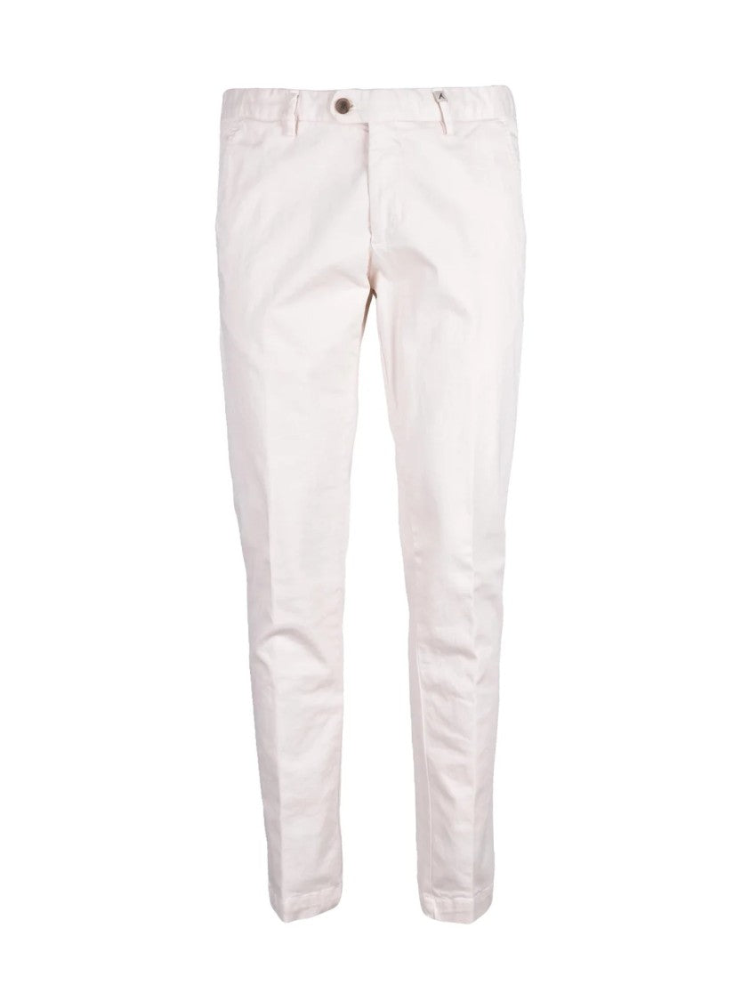Myths White Stretch Cotton Slim-Fit Formal Pants
