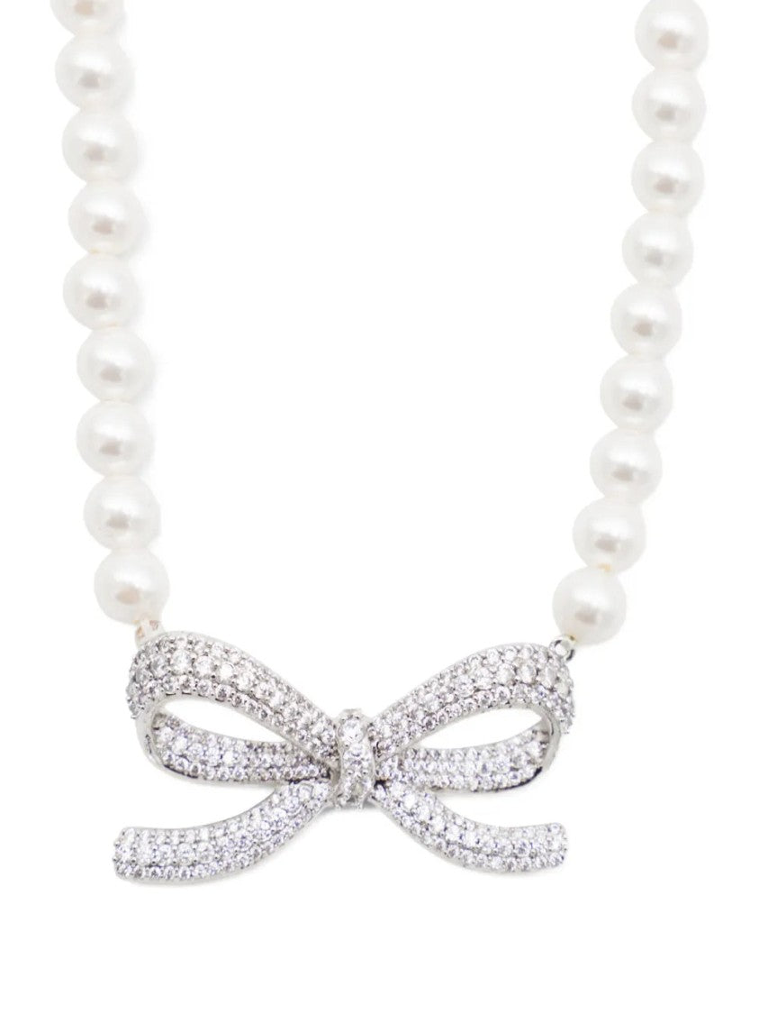 Self-Portrait Bow Pearl Necklace