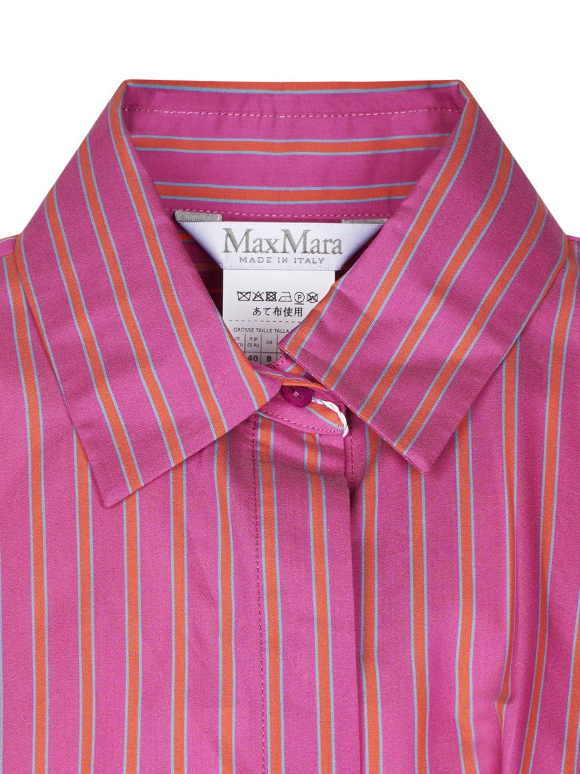 Max Mara Shirt Dress With Pointed Collar And Contrasting Stripes