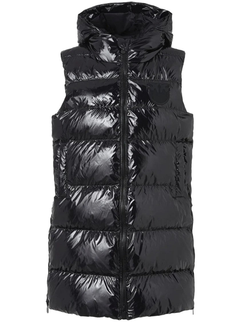 Pinko High Collar Padded Vest With Hood