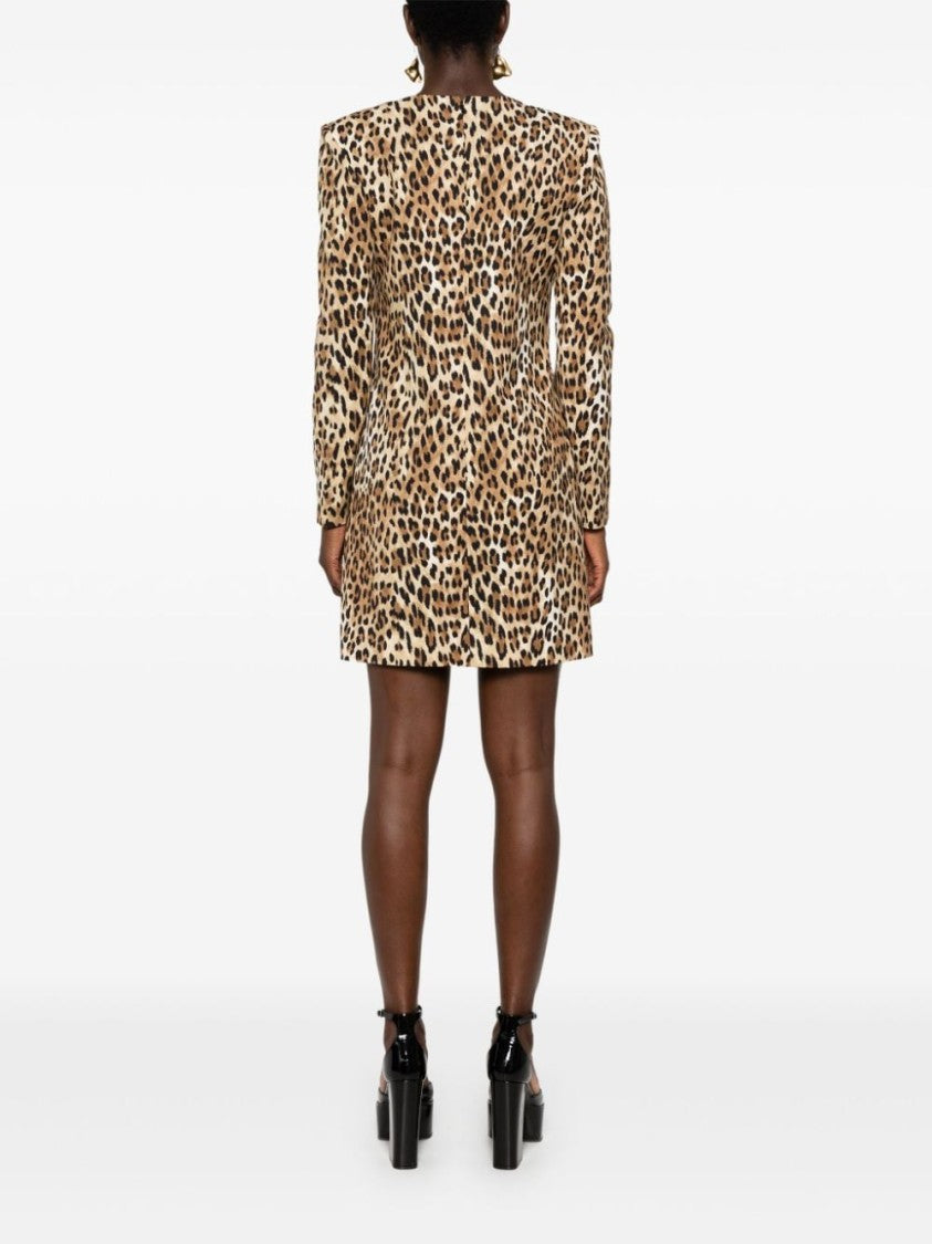 Moschino Leopard Print Cady Mini Dress
