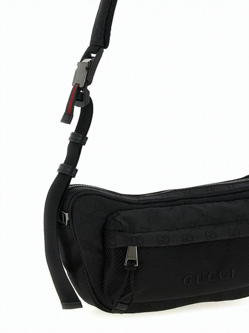 Gucci Sleek Nylon Slingback Bag With Embossed Pattern