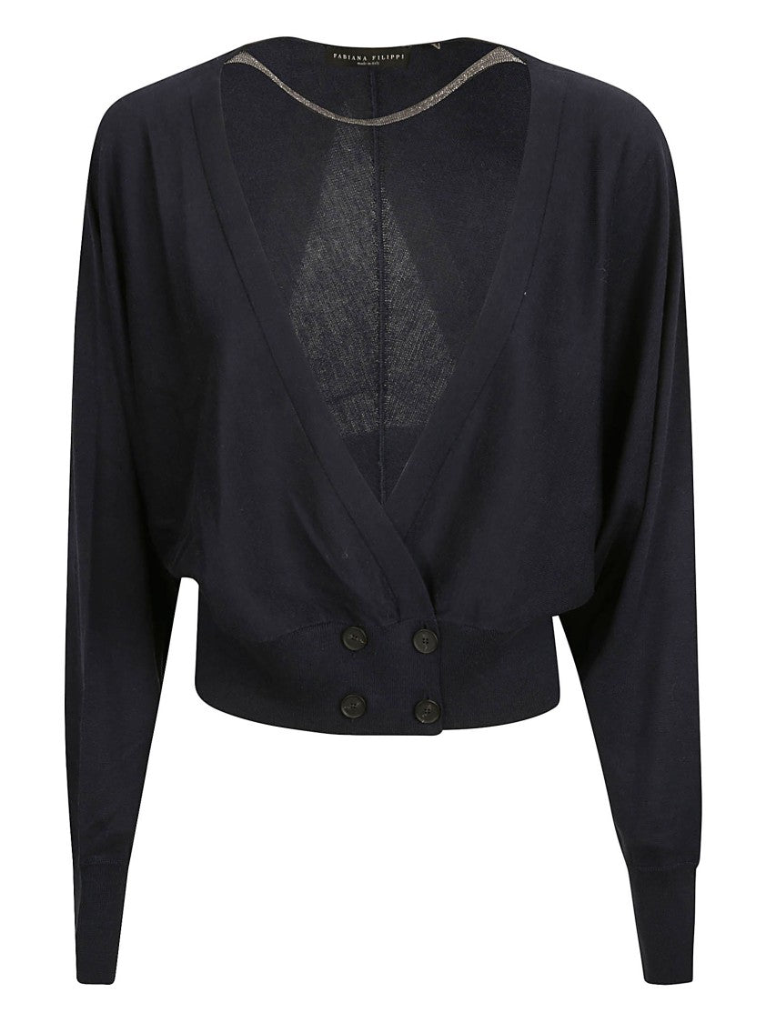 Fabiana Filippi Cropped Sweater With Deep V-Neckline