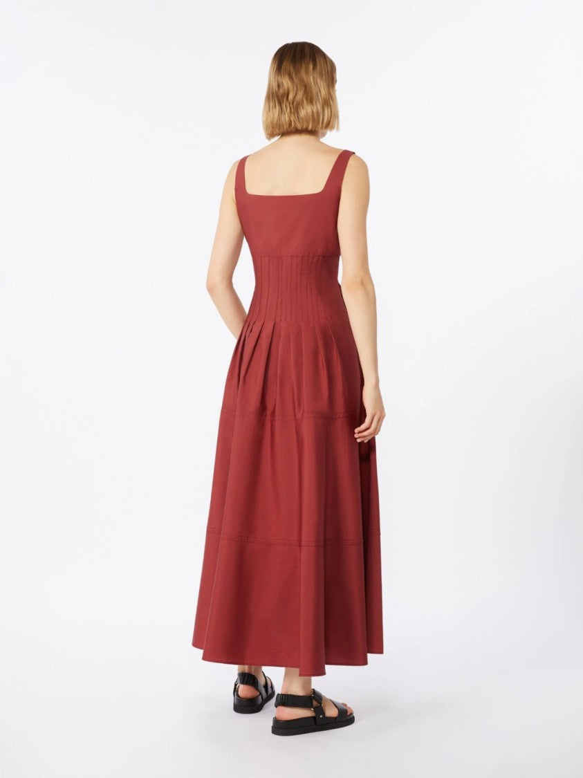 Max Mara Square Neckline Midi Dress With Flared Skirt
