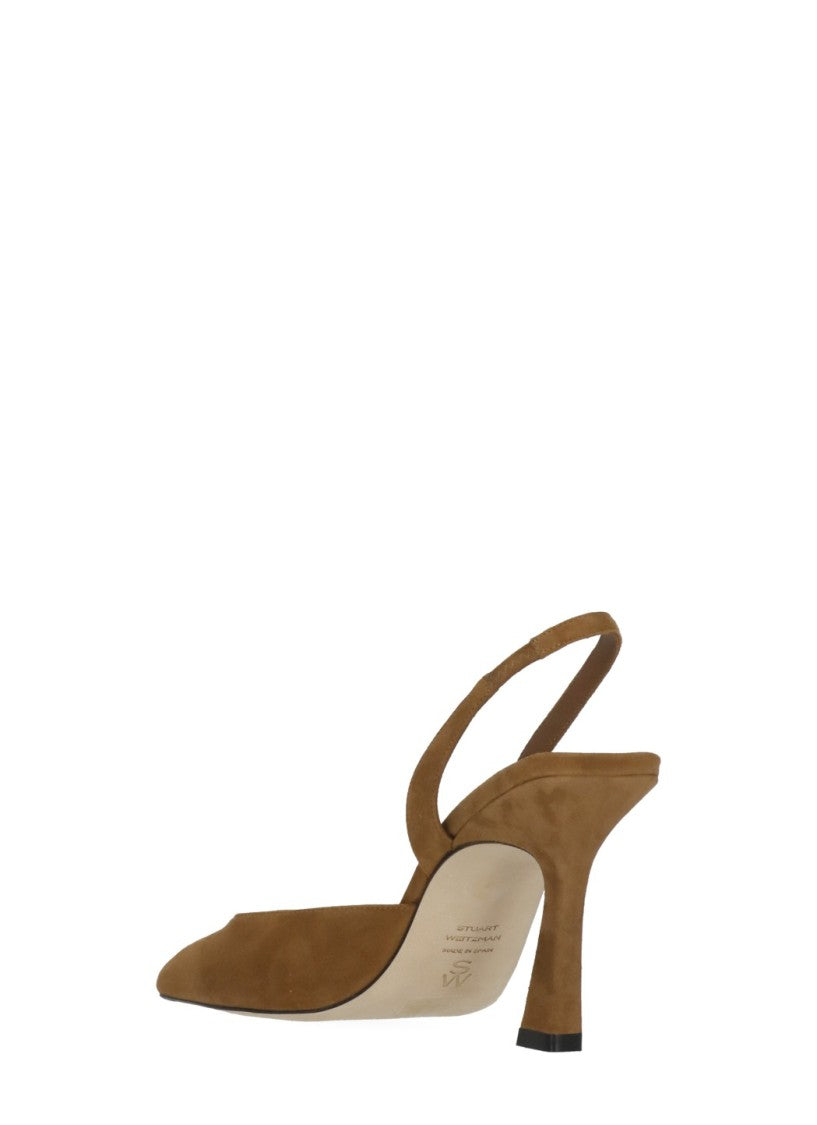 Stuart Weitzman Brown Vinnie 85 Suede Slingback Pumps