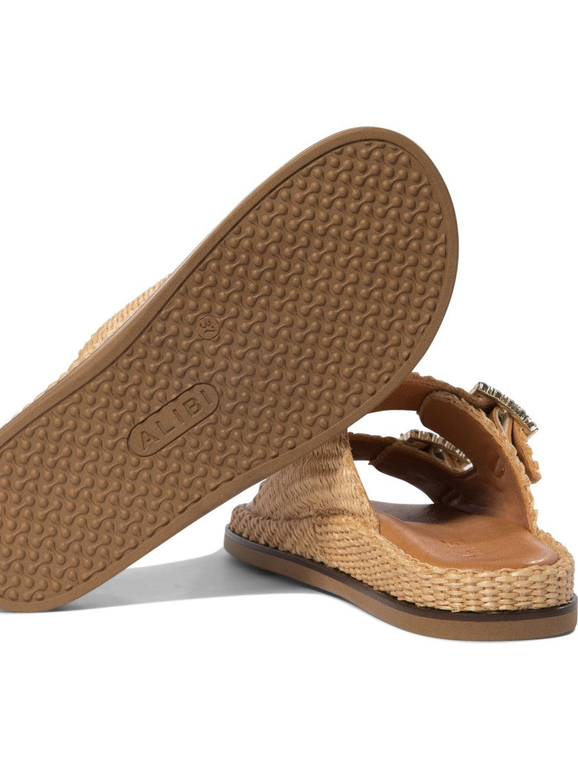 Alibi Beige Woven Raffia Sandals