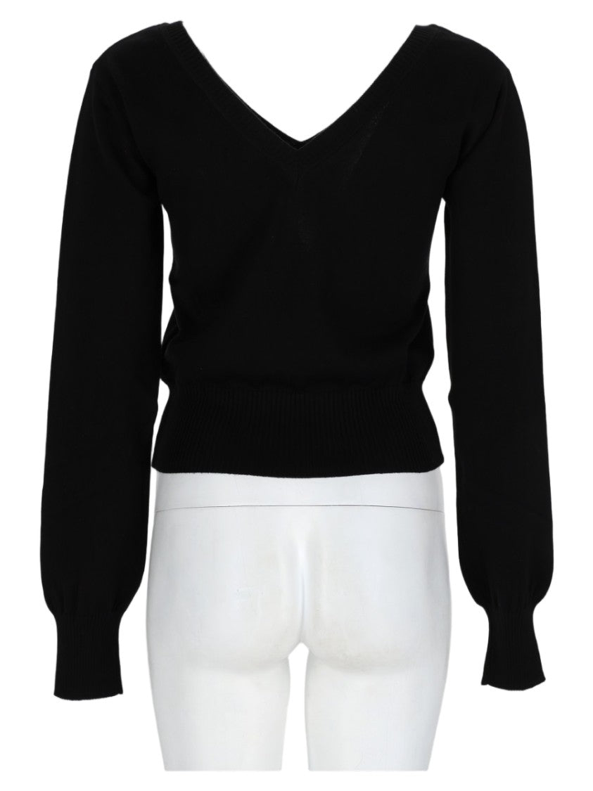 Vivienne Westwood Black Deep V-Neck Ribbed Cotton-Blend Sweater
