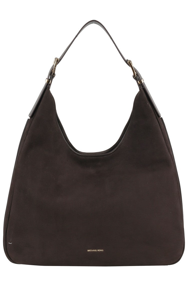 Michael Michael Kors Chocolate Brown Leather Hobo Bag With Magnetic Closure
