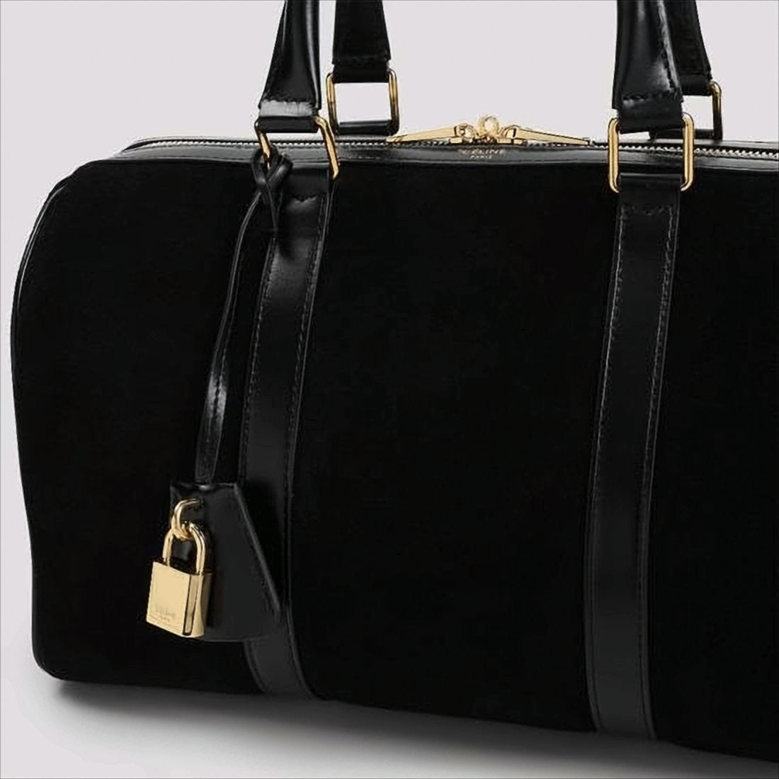 Celine Structured Black Calf Leather Tote Bag With Gold-Tone Hardware