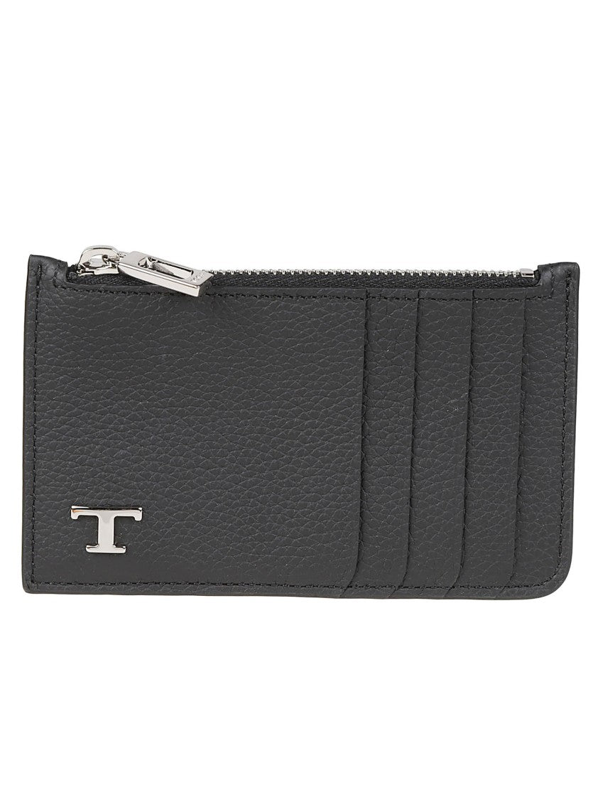 Tod's Tsy Zip Textured Calf Leather Cardholder