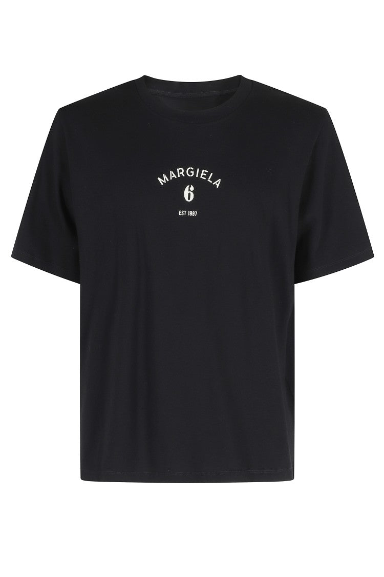 Mm6 By Maison Margiela Black Front-Logo Cotton T-Shirt