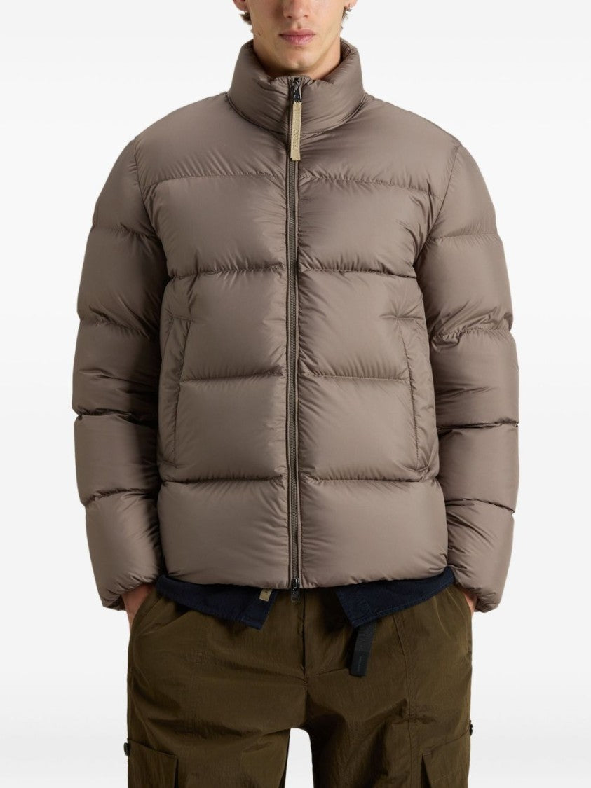 Woolrich High Neck Quilted Taupe Jacket