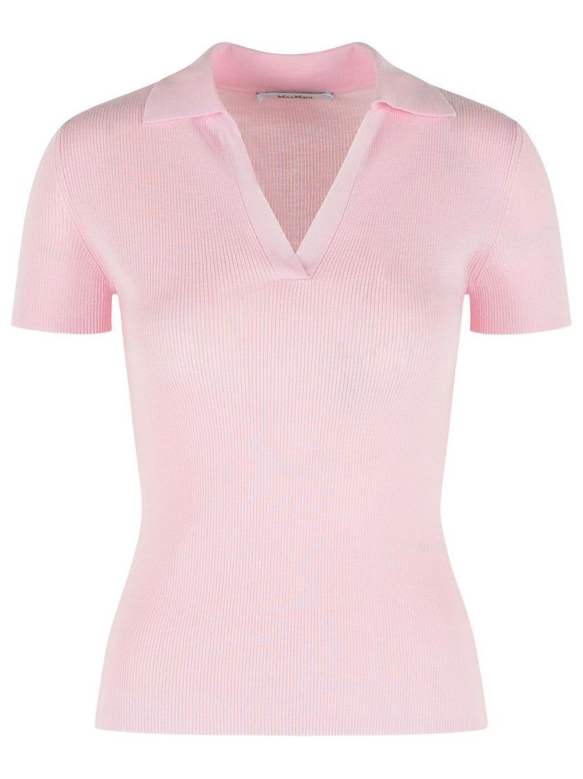Max Mara 'Albero' Pink Virgin Wool Polo Shirt