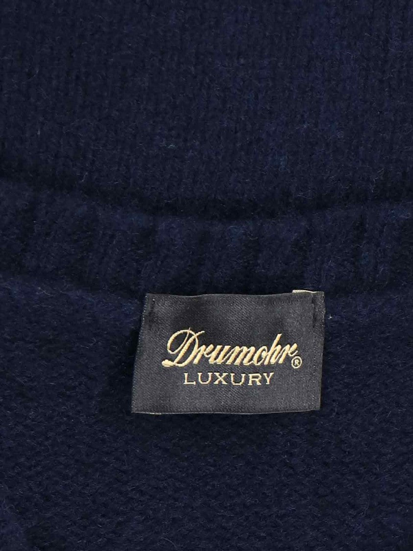 Drumohr Classic Sweater In Blue Cashmere Navy Tone