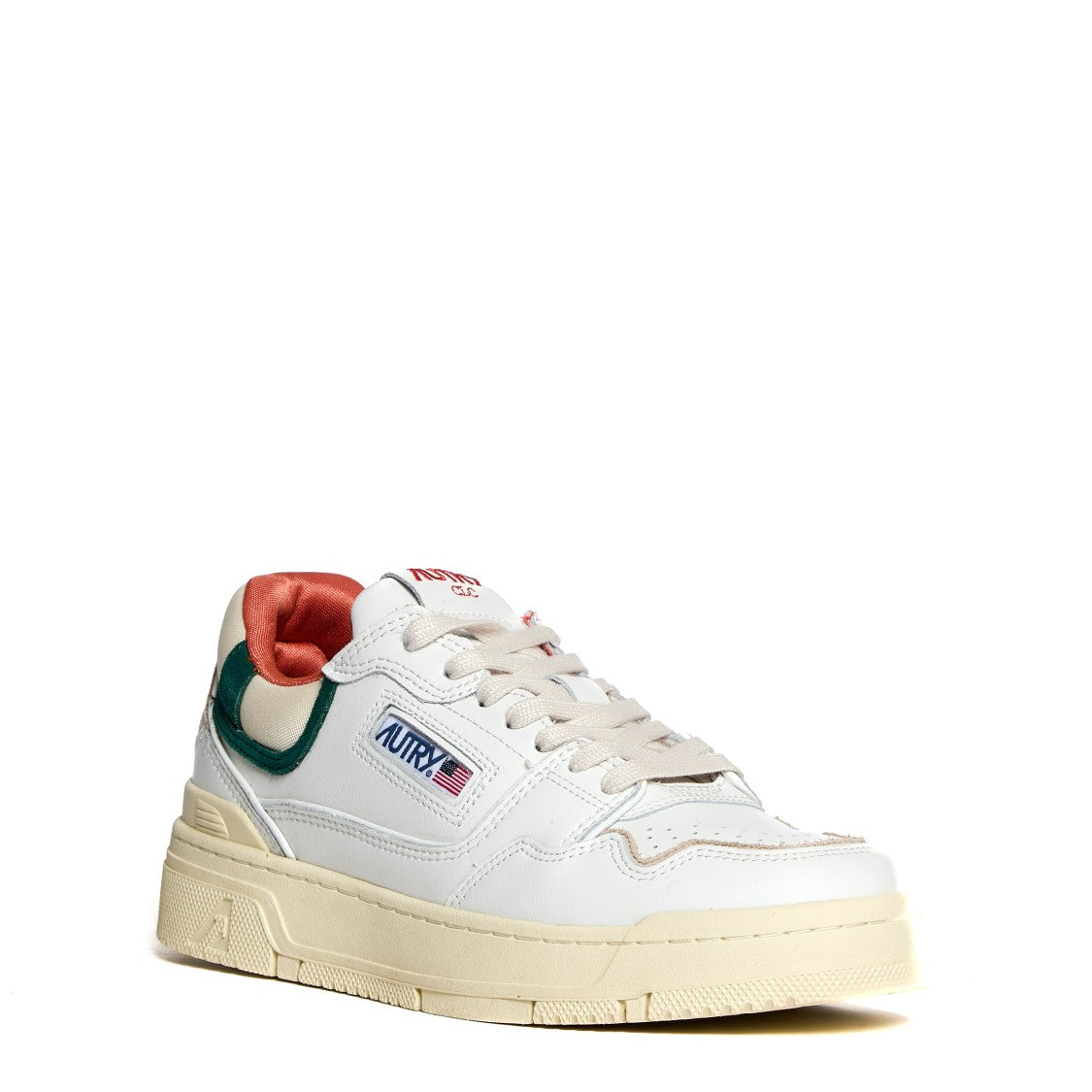 Autry White Leather And Forest Suede Sneakers