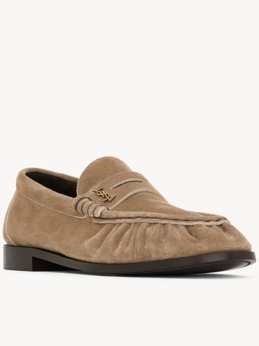 Saint Laurent Le Loafer 15 Ruched Suede Loafers