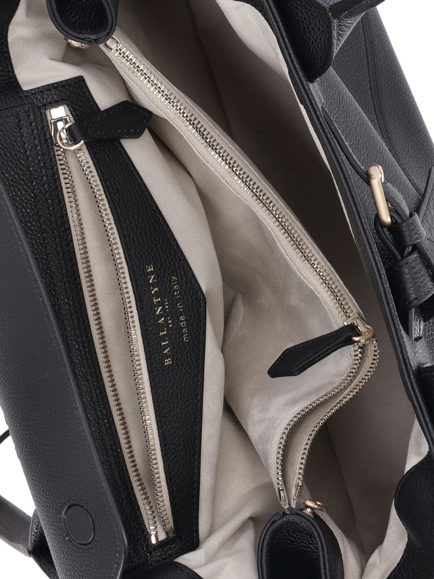Ballantyne Structured Black Calf Leather Tote