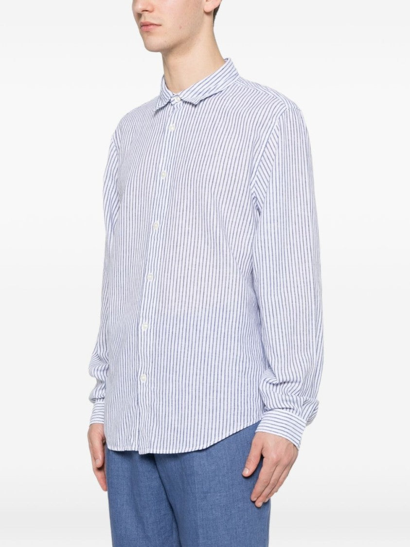 Woolrich Vertical Striped Long-Sleeved Shirt With Classic Collar And Buttoned Cuffs