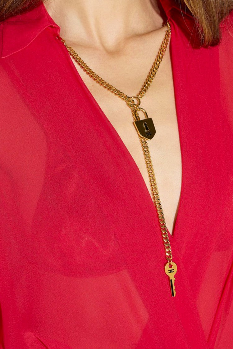 Elisabetta Franchi Red Viscose Sheer Bodysuit
