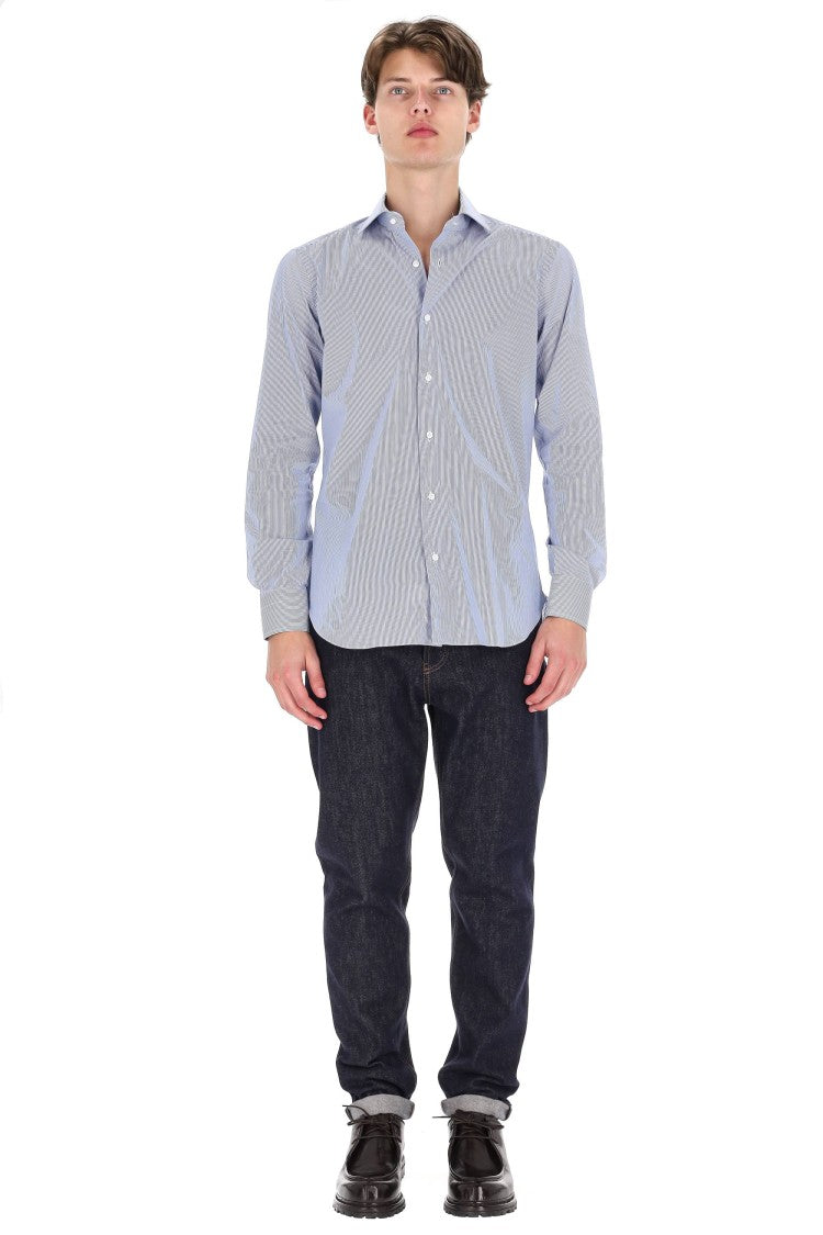 Barba Bacchettata Stretch Poplin Shirt Linea Milano