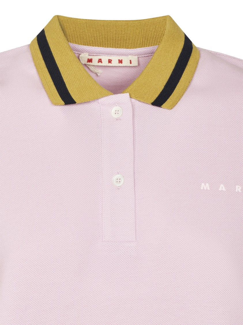 Marni Cropped Polo Shirt With Contrast Ribbing