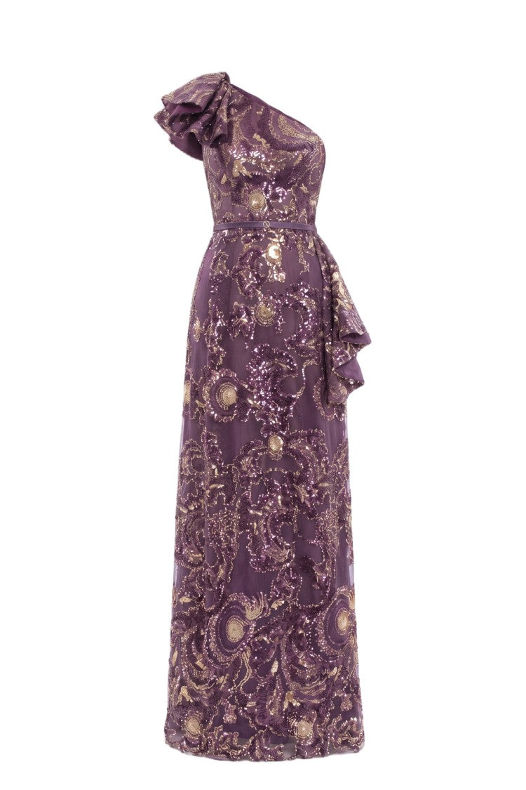 Saiid Kobeisy Ruffle Embroidered Long Dress