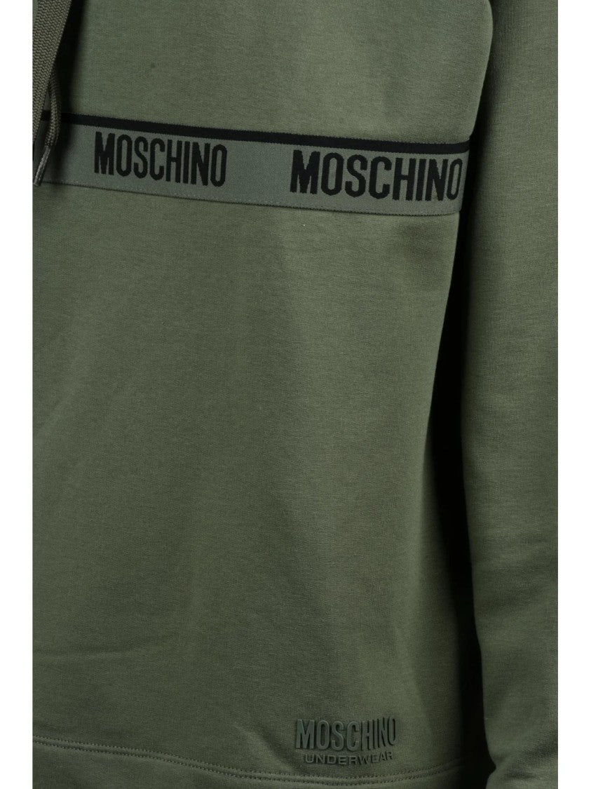 Moschino Military Green Fleece Lined Stretch Cotton Hoodie