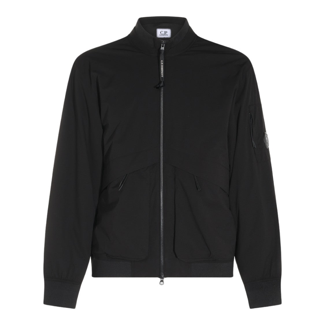 C.P. Company Black Jacket With Stand Collar And Zippered Details