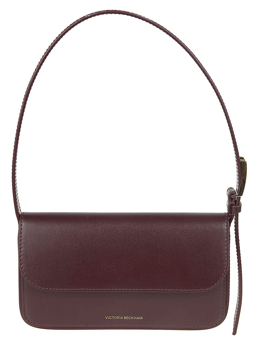 Victoria Beckham Structured Shoulder Bag In Smooth Burgundy Calf Leather