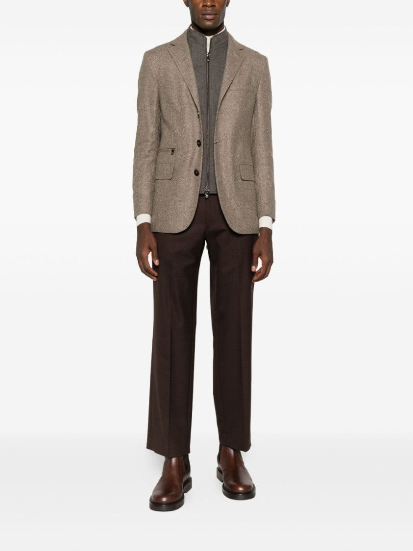 Corneliani Tailored Three-Button Jacket In Textured Wool-Cashmere Blend