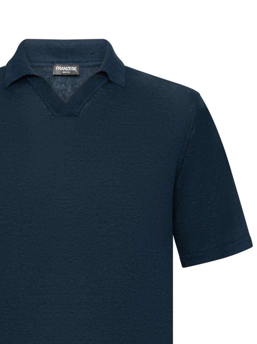 Franzese Collection Handcrafted V-Neck Polo With Open Collar Design