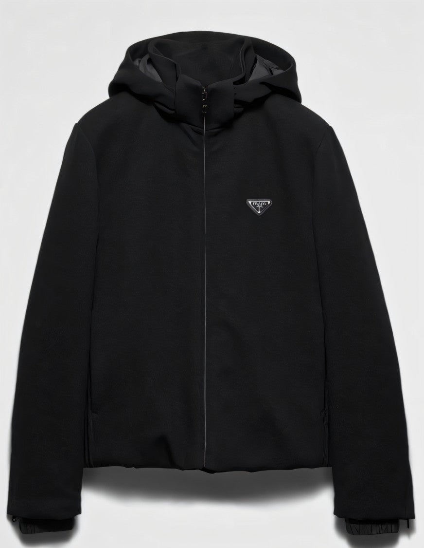 Prada Contemporary Hooded Zip Jacket In Soft Fabric