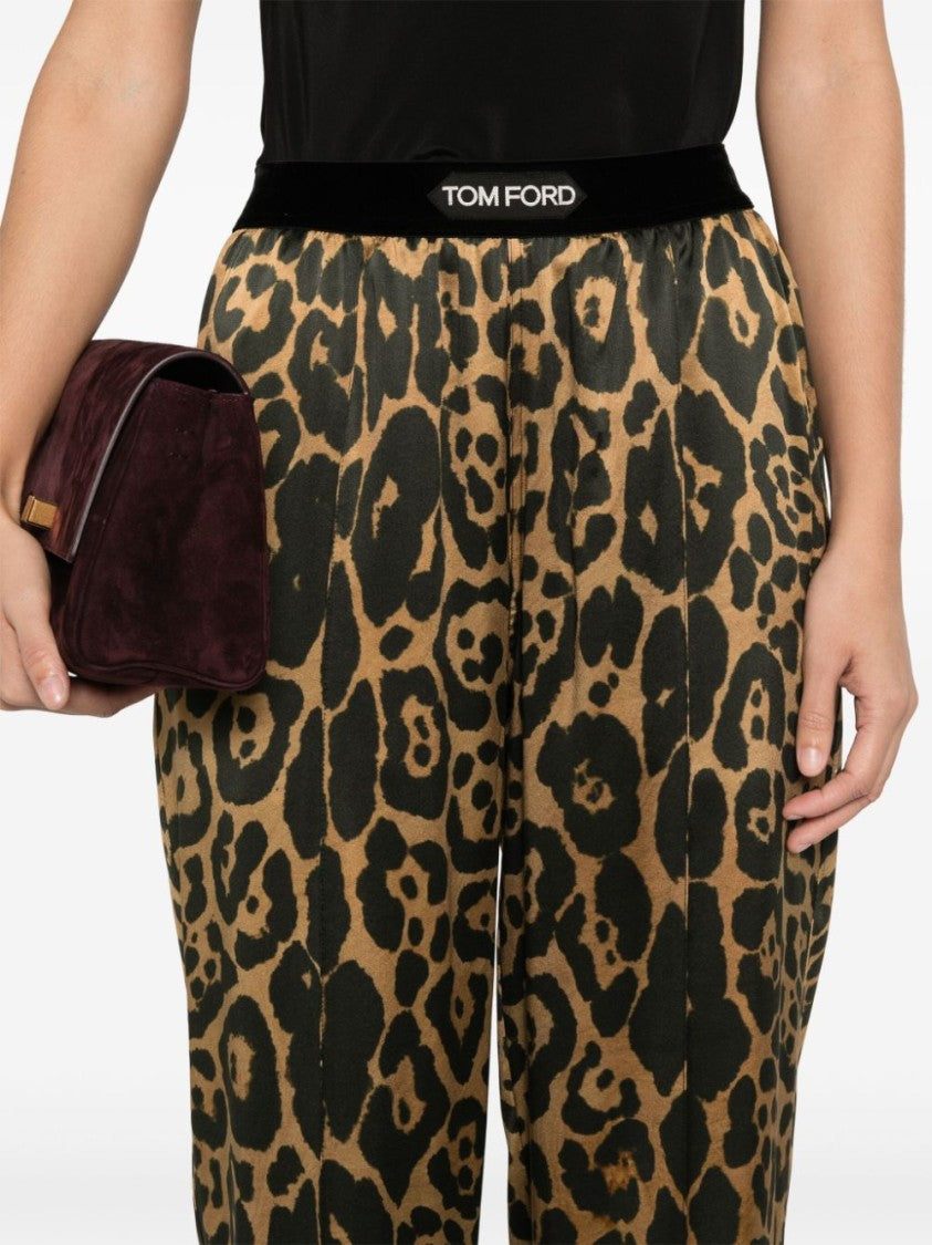 Tom Ford Animal Print Trousers With Elasticated Logo Waistband