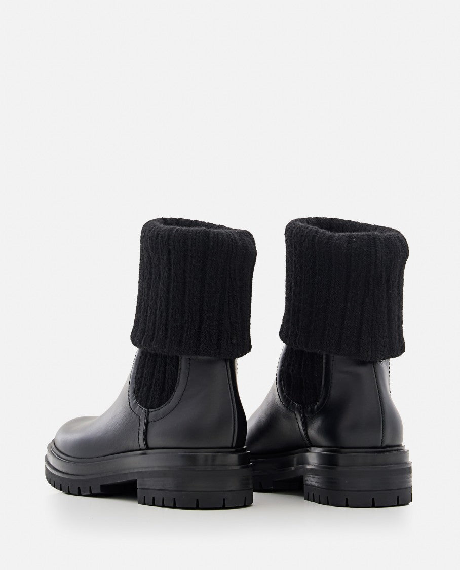 Gianvito Rossi Calf And Knit Ankle Boots