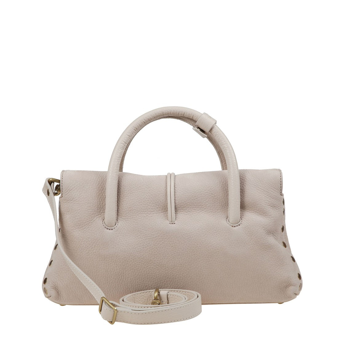 Zanellato Suede Handbag With Tubular Handles And Burnished Gold Accents