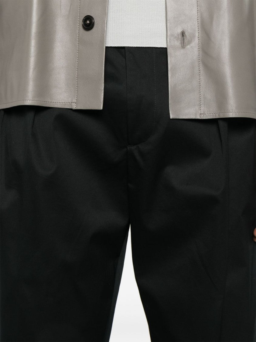 Nine In The Morning Relaxed-Fit Black Trousers With Pleated Front Design