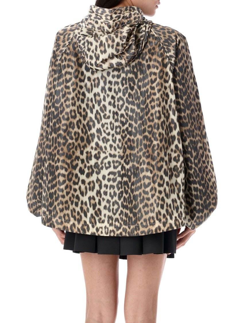 Ganni Leopard Print Nylon Jacket