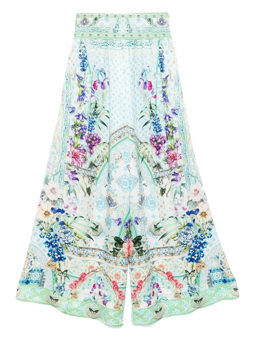 Camilla Shirred Waist Pant With Floral