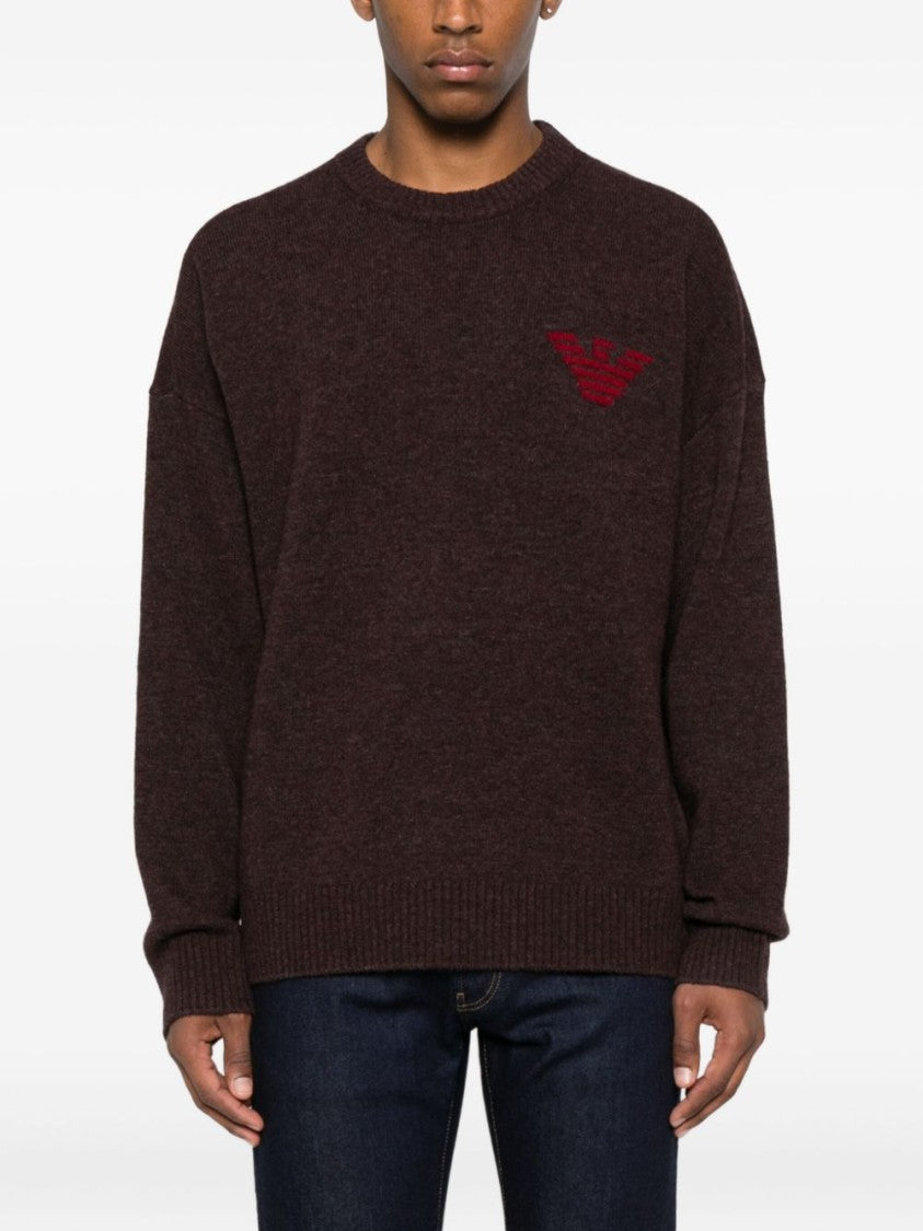 Emporio Armani Chocolate Virgin Wool Blend Sweater