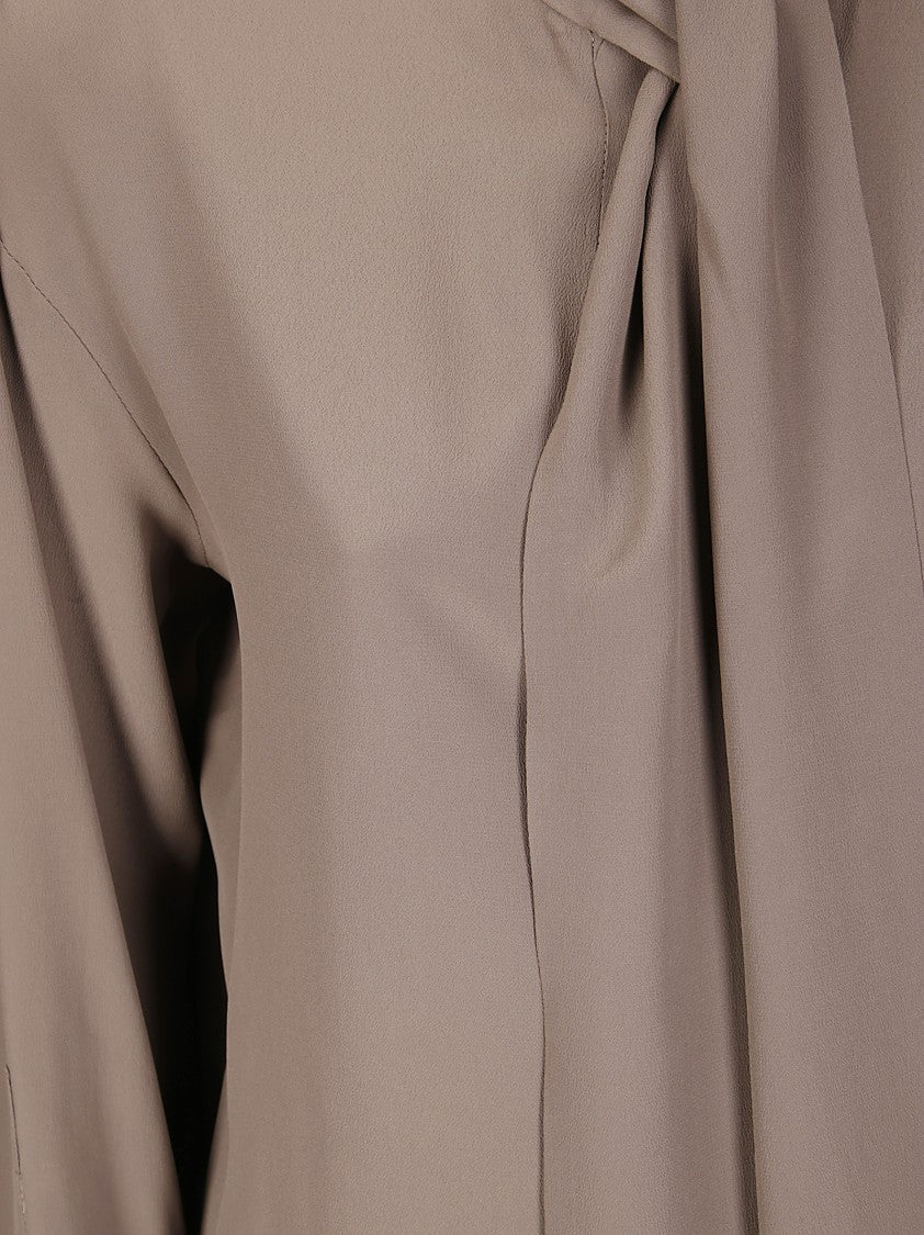 Alberto Biani Crew Neck Blouse With Flowing Tie