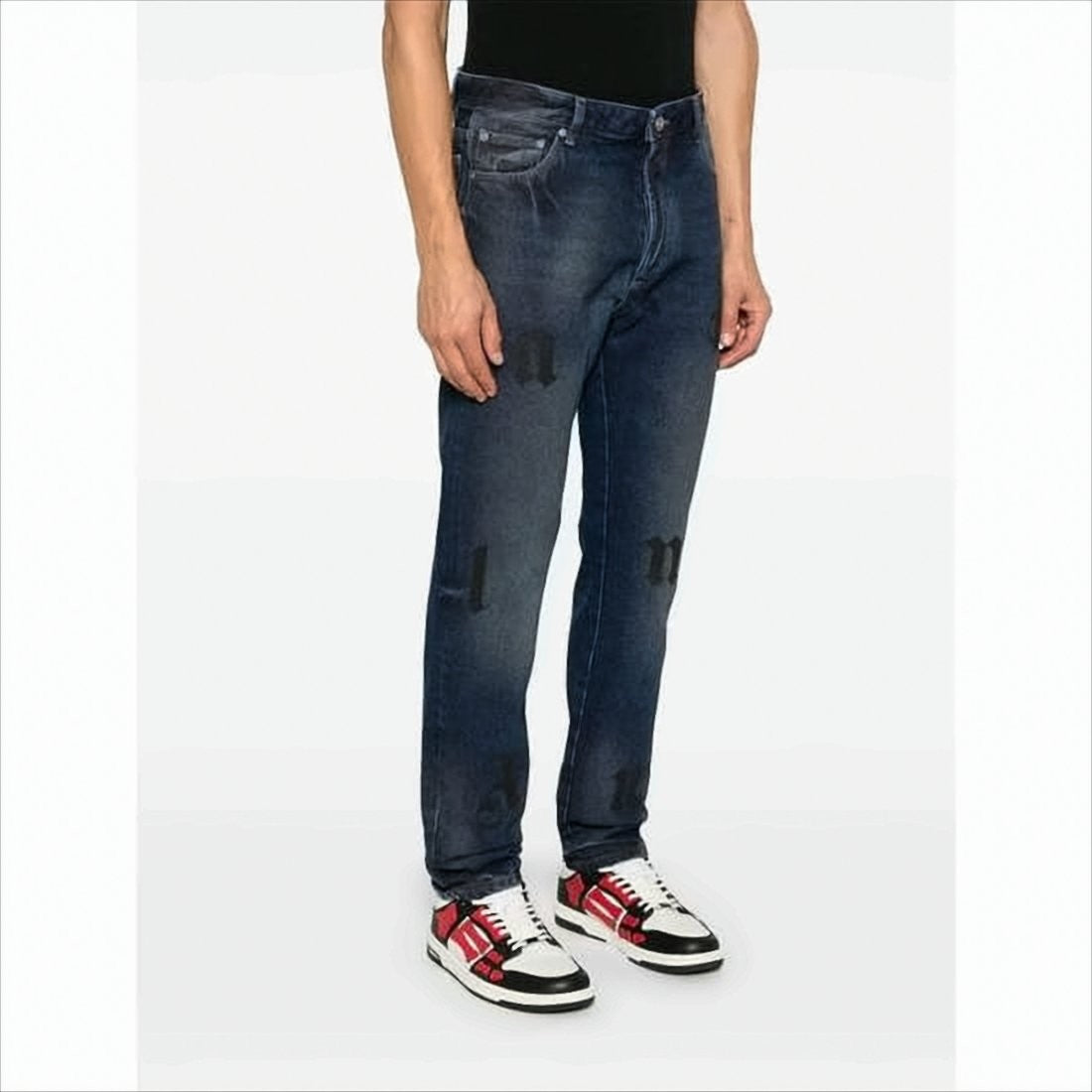Palm Angels Straight-Leg Denim Pants With Bold Graphics