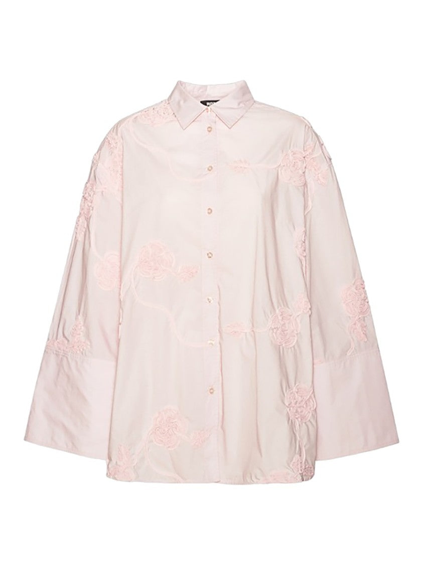 Rotate Birger Christensen Oversized Floral Embroidery Cotton Shirt