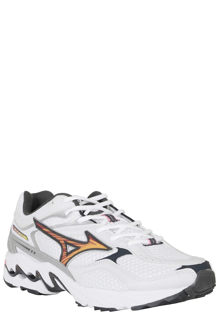 Mizuno White/Orange Mesh Metallic Wave Mustang Ls Sneakers