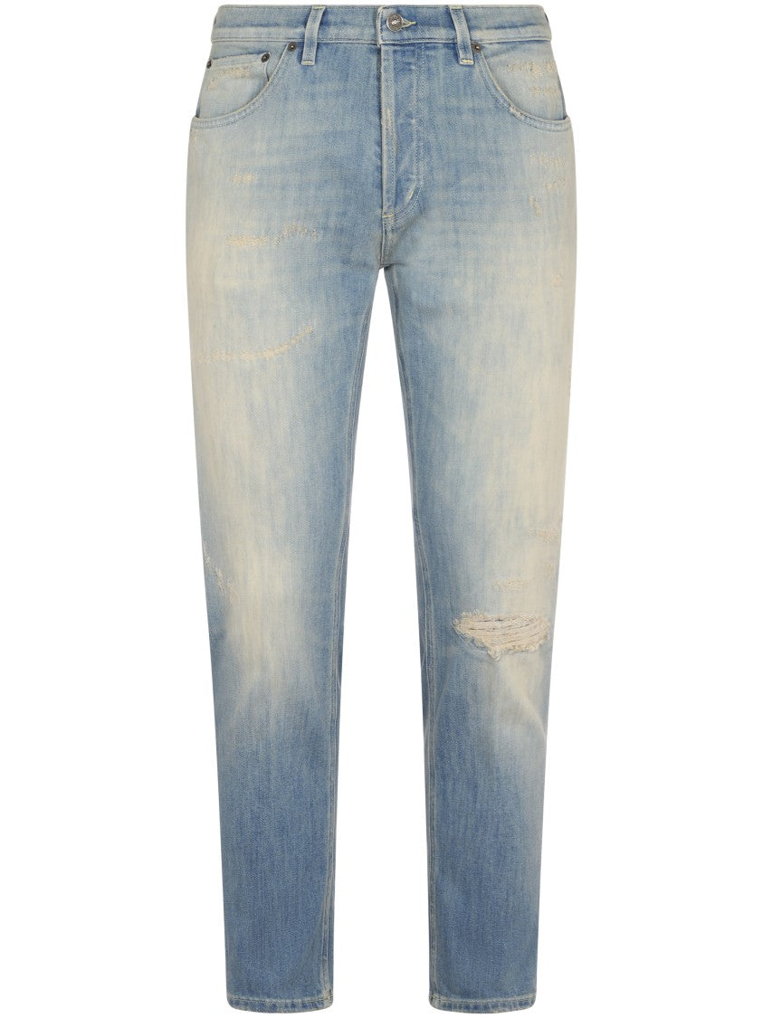 Dondup Light Blue Distressed Denim Trousers