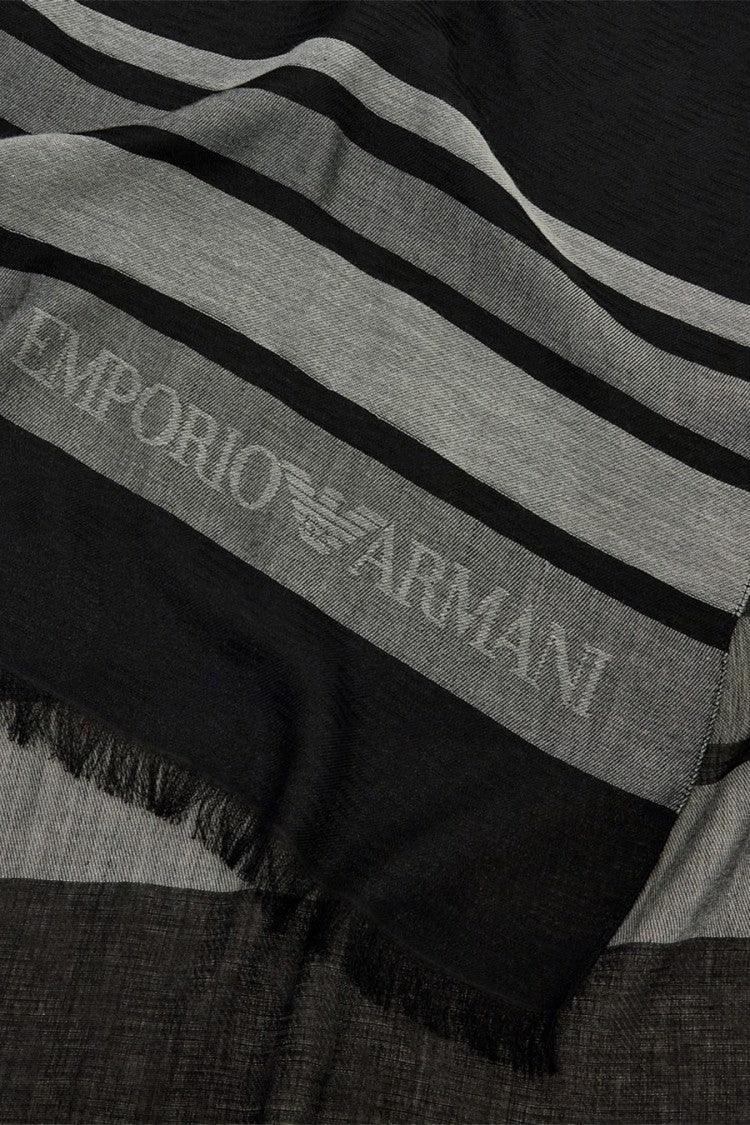 Emporio Armani Black Modal-Blend Woven Scarf