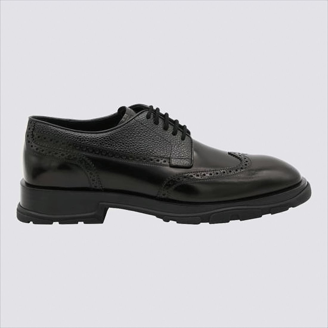 Alexander Mcqueen Leather Wingtip Loafers With Brogue Detailing