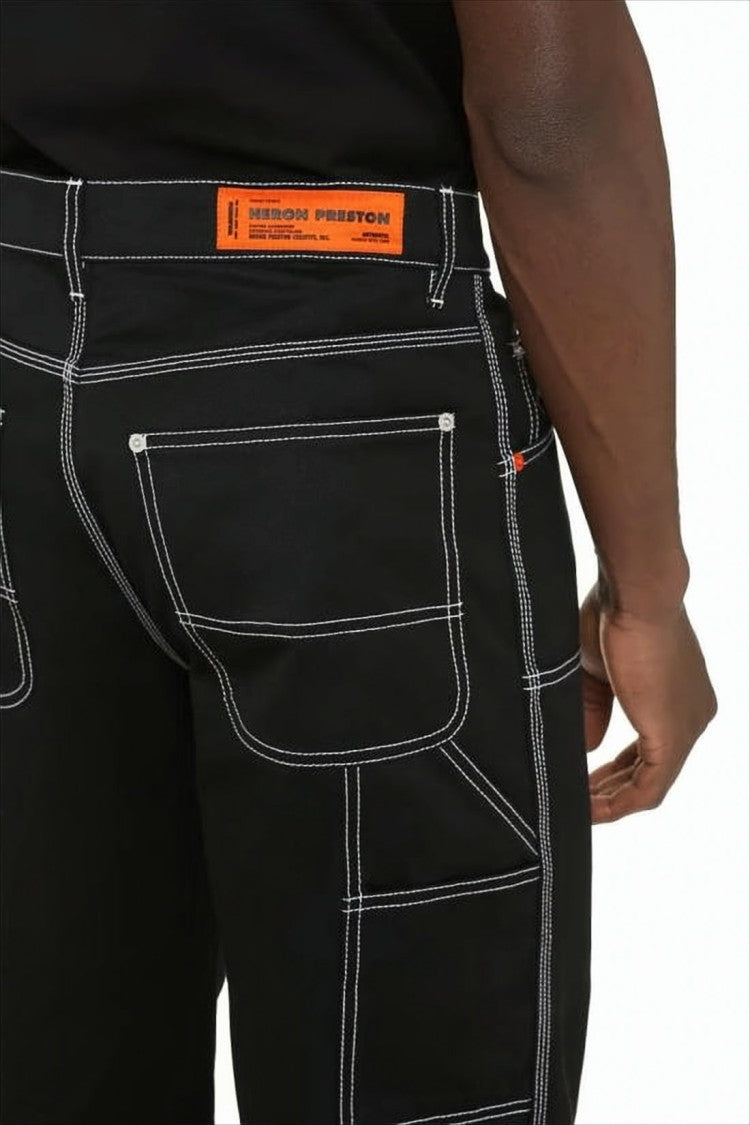 Heron Preston Wide-Leg Casual Pants With Contrast Stitching And Utility Pockets