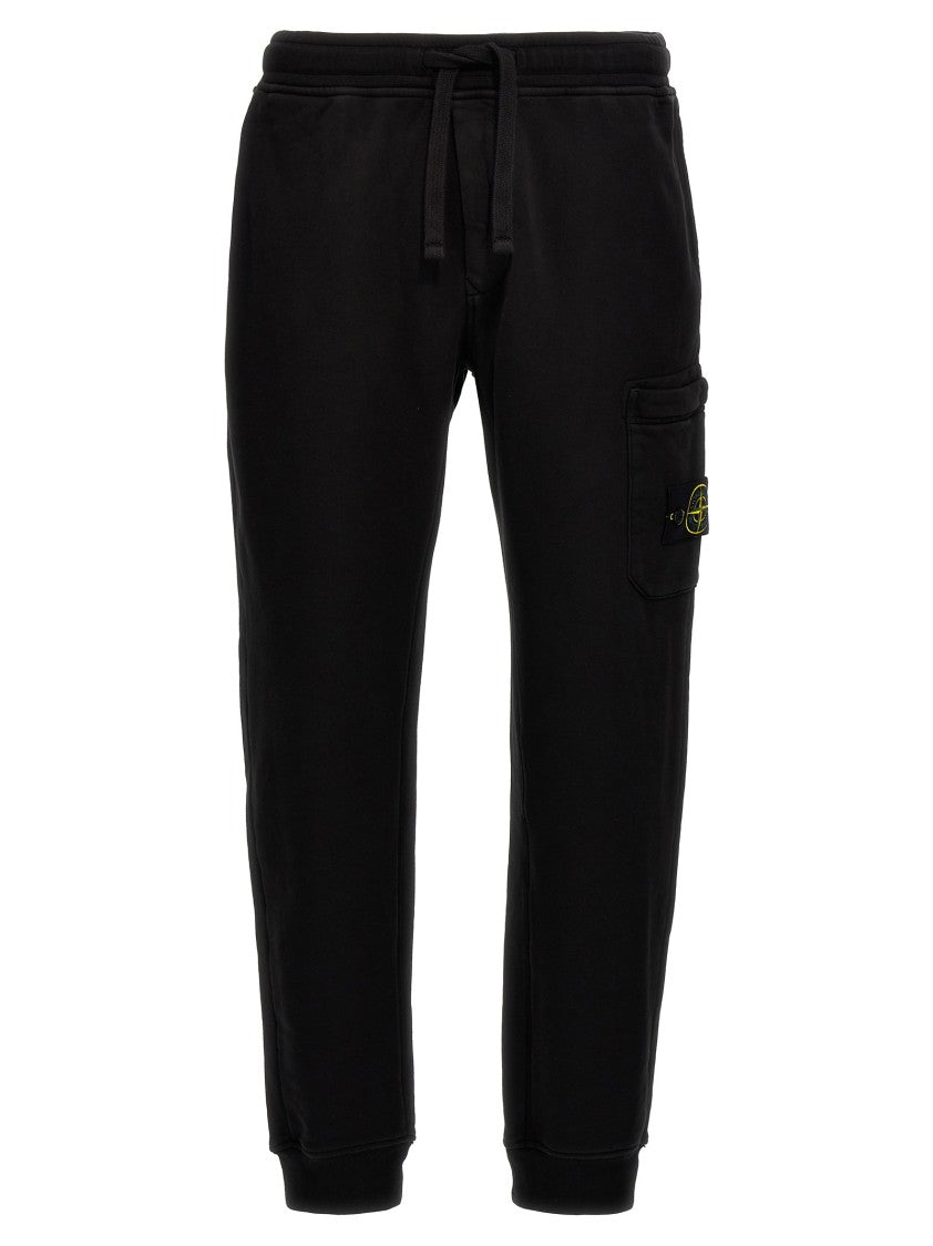 Stone Island Brushed Cotton Joggers With Adjustable Drawstring And Side Logo Badge
