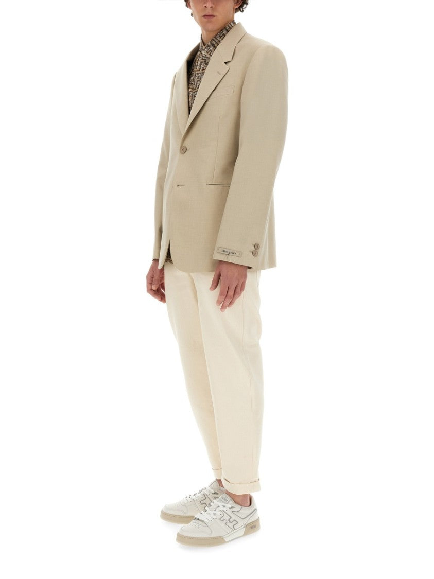 Fendi Tailored Wool Jacket With Notched Lapel