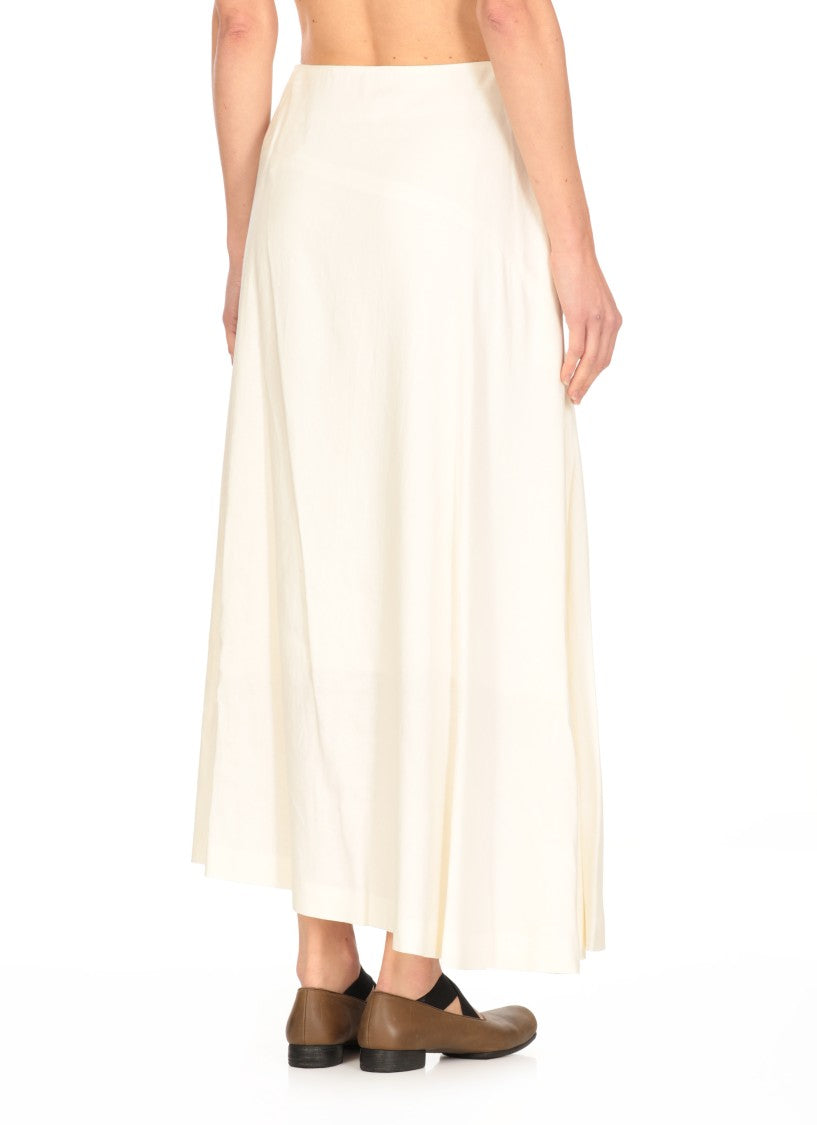 Y's Flowing White Linen Blend Skirt